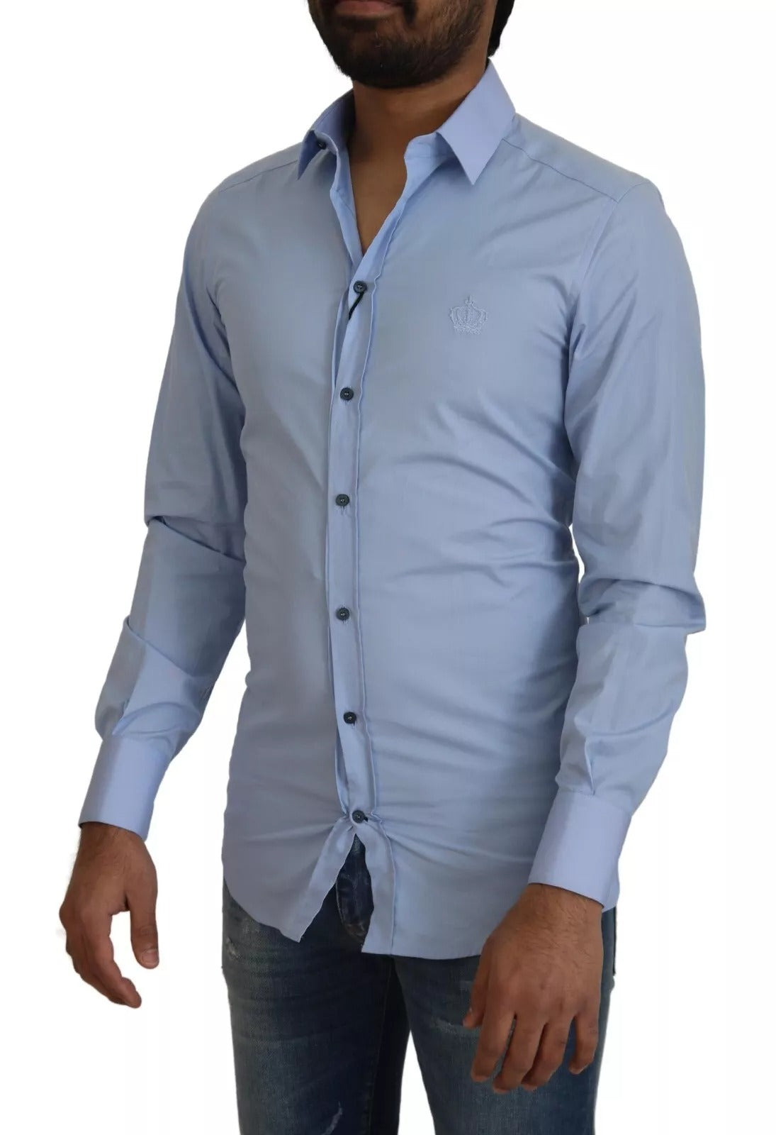 Dolce & Gabbana light blue slim fit cotton shirt